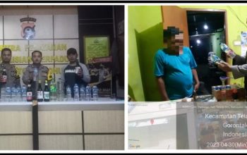 Puluhan Botol Miras Disita Polisi Saat Kegiatan Patroli Rutin di Gorontalo