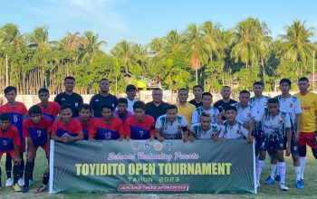 Toyodito Open Turnamen (TOP) Mini Soccer Tahun 2023 di Lapangan Hijau Desa Toyodito Minggu. (foto:dok)
