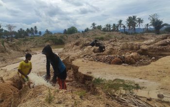 Tambang emas rakyat di Desa Karya Baru, Kecamatan Dengilo, Kabupaten Pohuwato,  Foto: Sarjan lahay