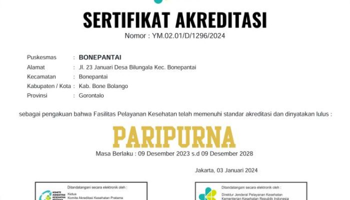 Puskesmas Bonepantai Raih Akreditasi Paripurna, Nurmala: Kalian Tim Terbaik