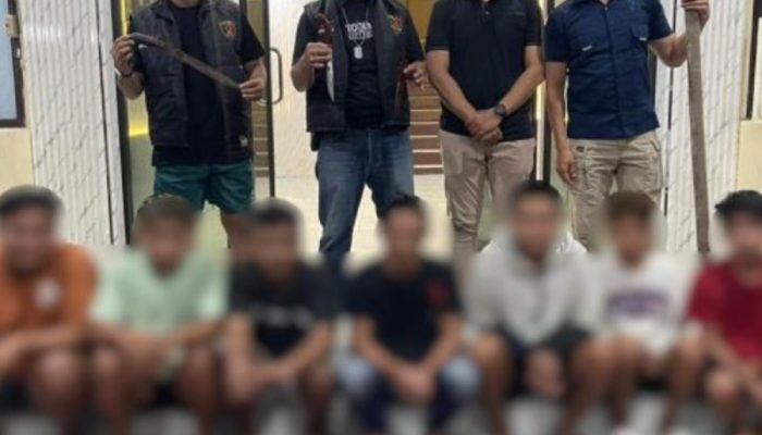 7 Terduga Pelaku Penganiayaan Bersajam Dibawa ke Polresta Gorontalo Kota